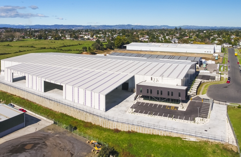 Aerial view of X3 Studios, Wiri, Auckland