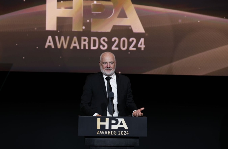 Damian McDonnell, The Rebel Fleet, receiving the HPA Award for Outstanding Colour Grading – Live Action Episode or Non-Theatrical Feature