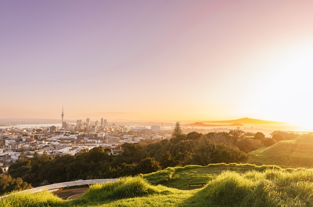 View of Auckland city from the top of Mount Eden