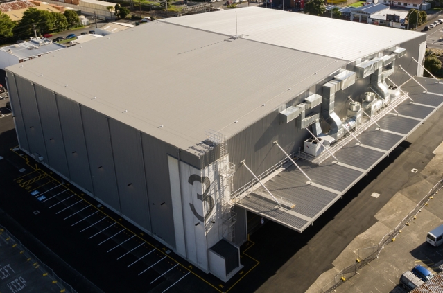 Aerial view of Auckland Film Studios Stage 3
