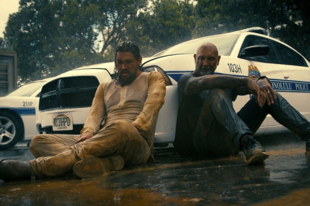 Wrecking Crew Car Scene Jason Momoa and Dave Bautista
